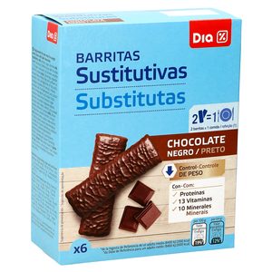 DIA VITAL barritas sustitutivas chocolate negro caja 6 uds 192 gr 