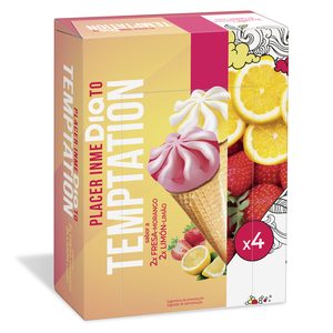 DIA TEMPTATION helado cono sabor fresa y limón caja 4 uds 272 gr