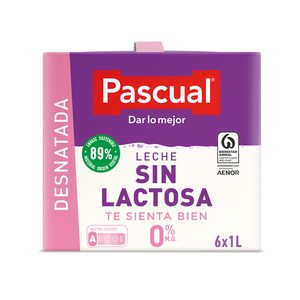 PASCUAL leche desnatada sin lactosa envase 1 lt PACK 6