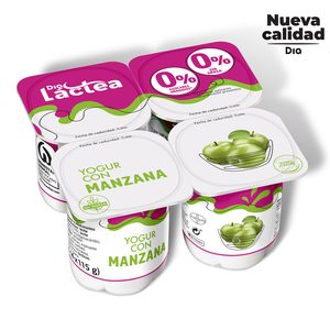 DIA LACTEA yogur con manzana doble 0% pack 4 unidades 115 gr