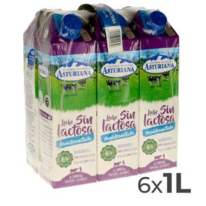 ASTURIANA leche semidesnatada sin lactosa envase 1 lt  PACK 6