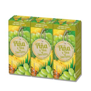 DIA ZUMOSFERA zumo de piña y uva 100% pack 3 unidades 200 ml